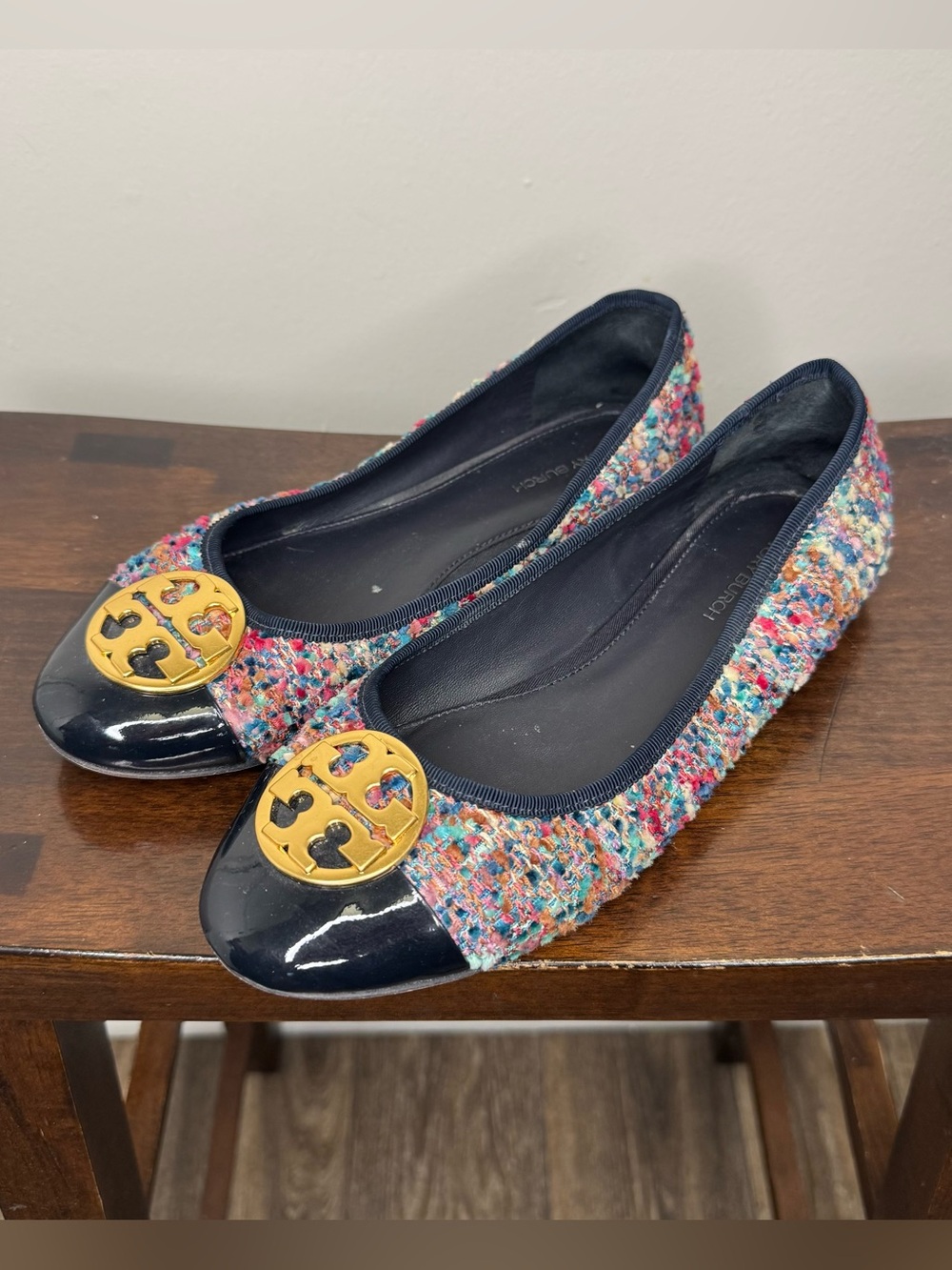 Tory Burch Serena Navy Tweed Ballet Flat Size 7m